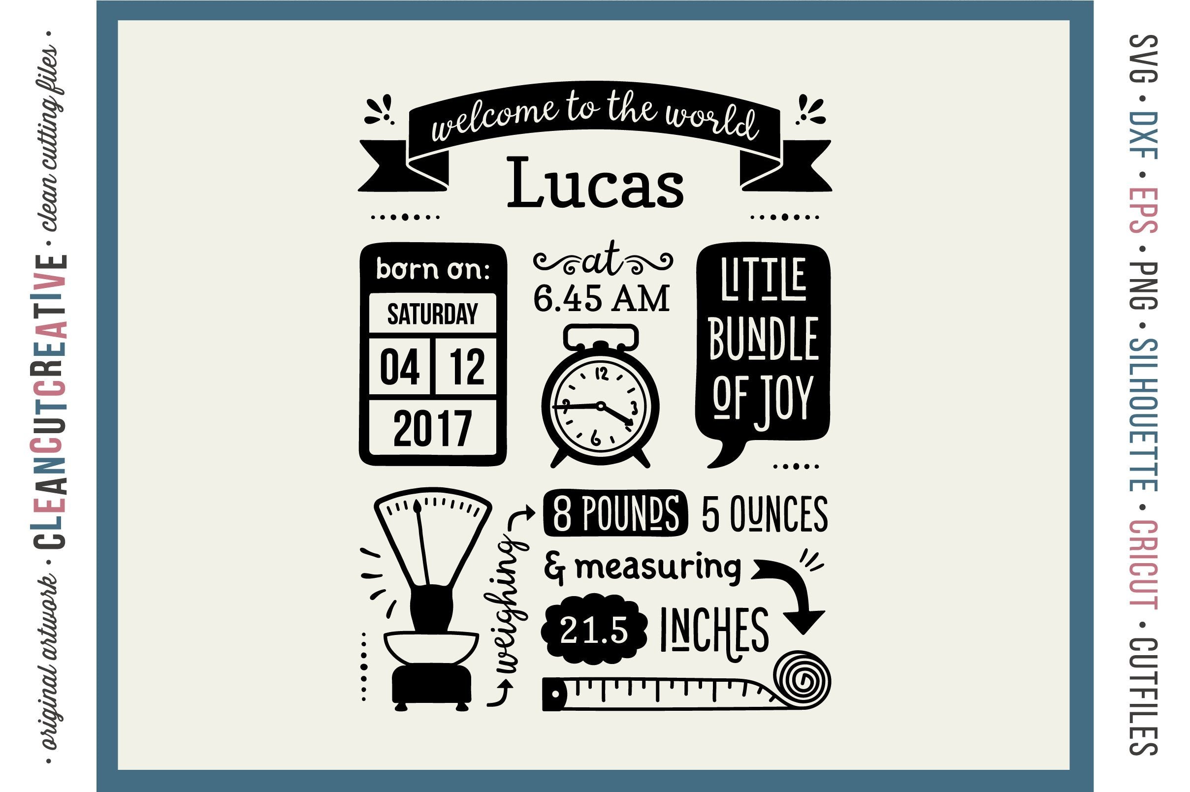 Download Birth Stats Template Baby Birth Announcement Svg File So Fontsy