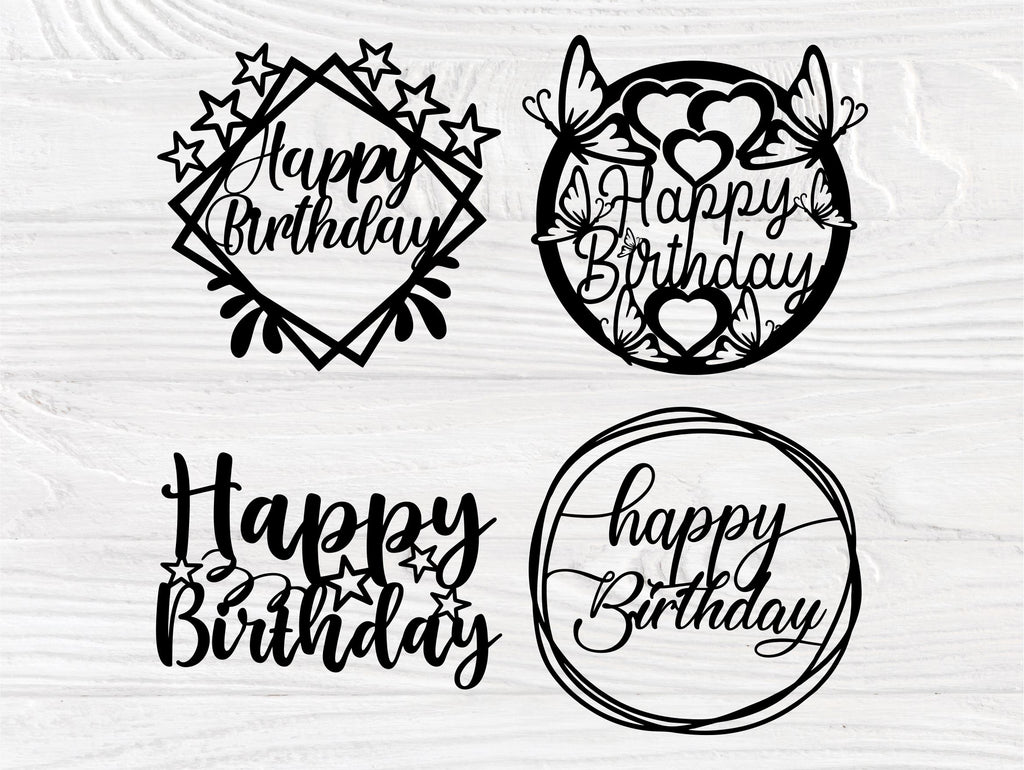 Birthday Cake Topper SVG, Happy Birthday Svg - So Fontsy