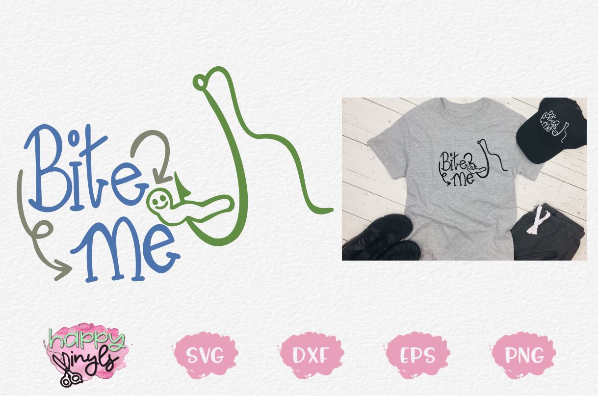 Download Bite Me With Worm On Fishing Hook A Fishing Svg So Fontsy