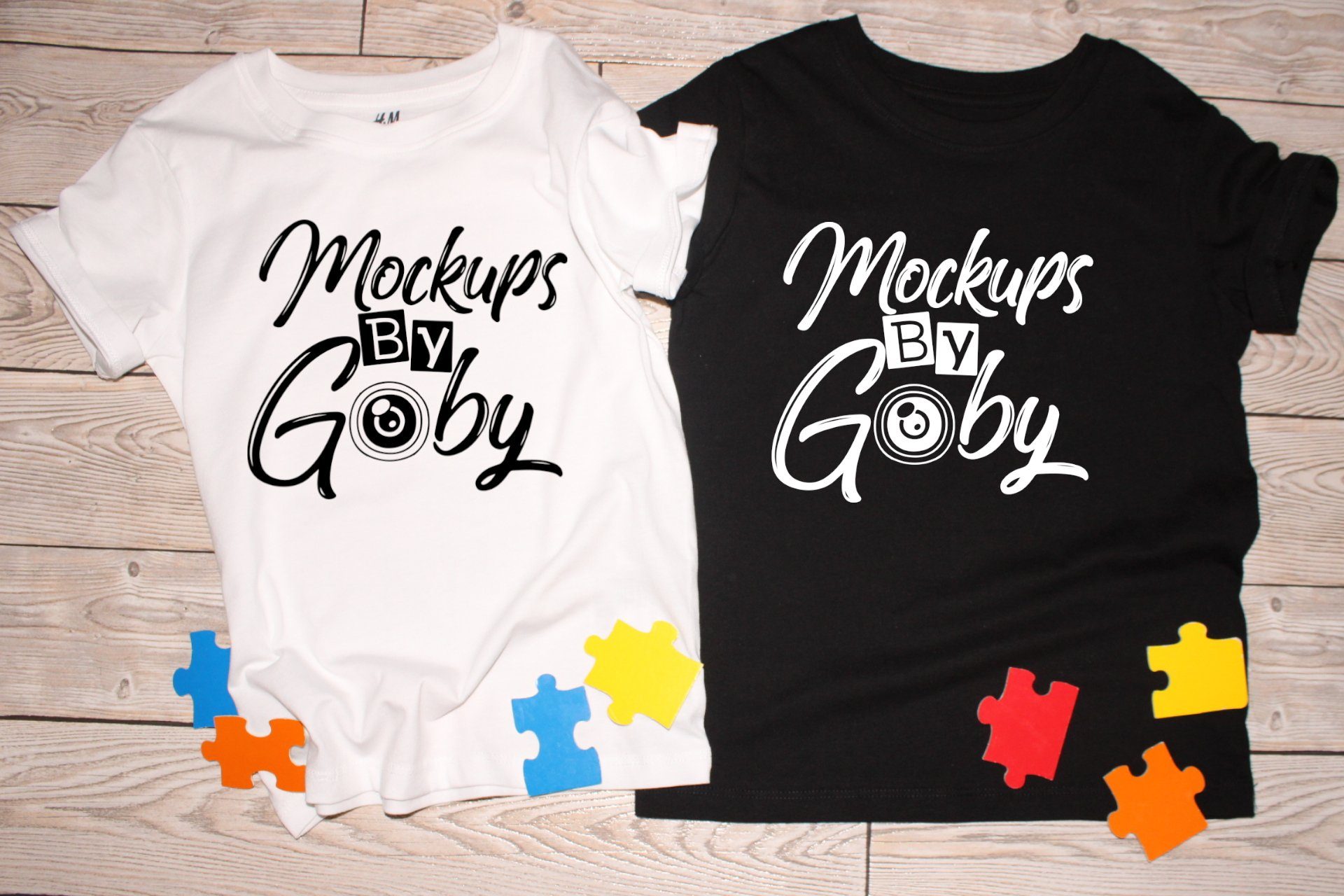 Download Black White T Shirt Mockups Child Autism Mocku Ups Puzzle Pieces So Fontsy