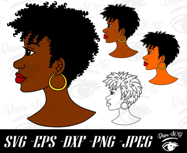 Download Black Woman Winking Natural Short Hair Svg Eps Png Eps Dxf Cut Files So Fontsy