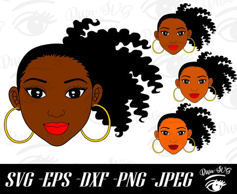 Download Black Woman Side Puff Afro Hair Svg Eps Png Eps Dxf Cut Files So Fontsy