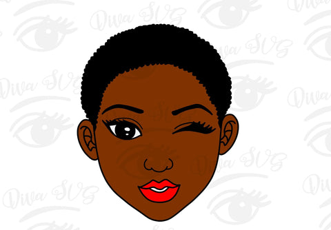 Black Woman Winking Natural Short Hair Svg Eps Png Eps Dxf Cut Files So Fontsy