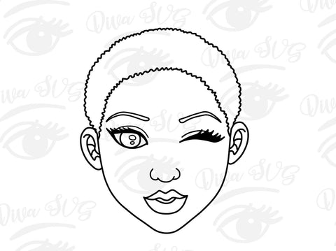 Download Black Woman Winking Natural Short Hair Svg Eps Png Eps Dxf Cut Files So Fontsy