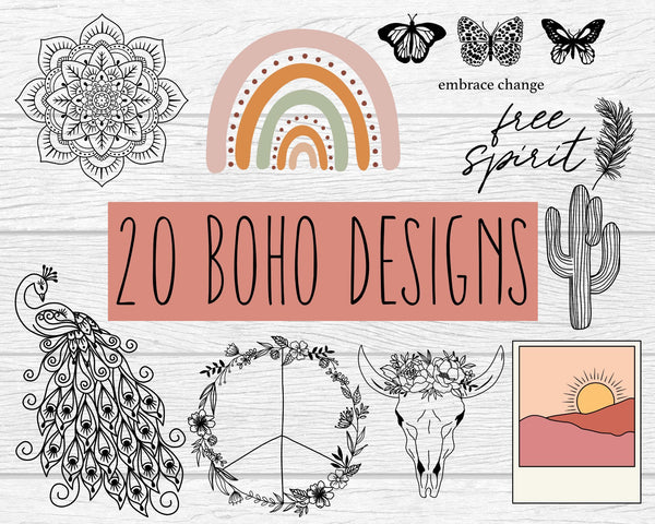 Boho Wild and Free Tumbler Png, Boho Rainbow 20oz Skinny Tumbler, Aesthetic  Design Tumbler Wrap, Boho Sublimation Design, Instant Download - So Fontsy