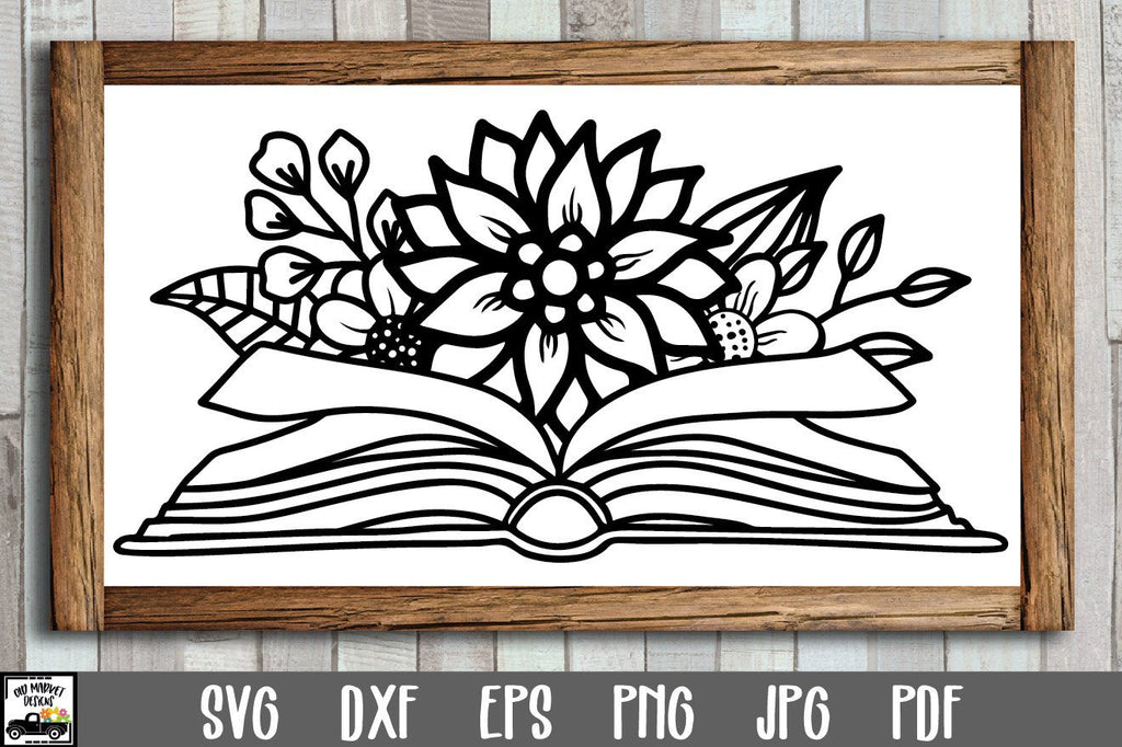 Book with Flowers SVG File - So Fontsy