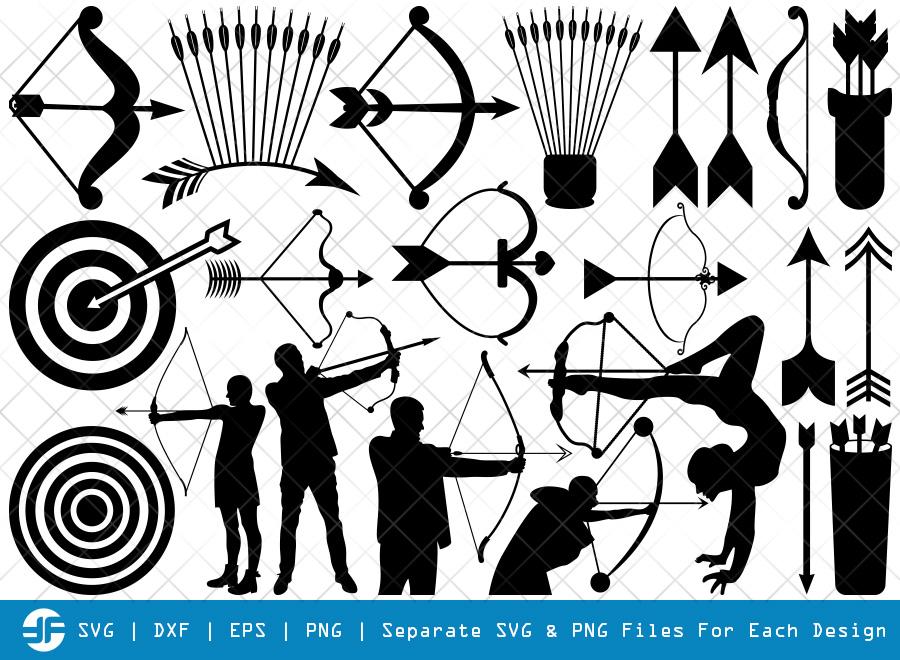Bow And Arrow Svg Cut Files Archery Silhouette Bundle So Fontsy
