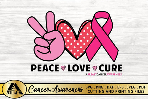 Download Breast Cancer Svg Awareness Svg Peace Love Cure Svg Cut File So Fontsy