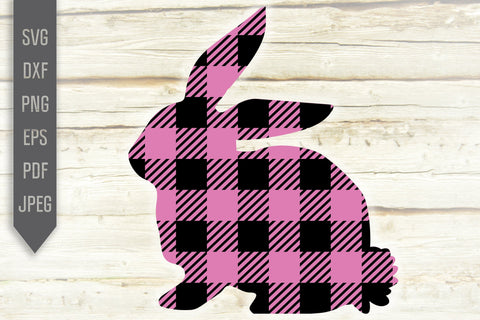 Download Buffalo Plaid Easter Bunny Svg Bunny Silhouette Svg Easter Svg Pink Easter Rabbit Svg Cricut Sublimation Iron On Dxf Eps Png Pdf So Fontsy