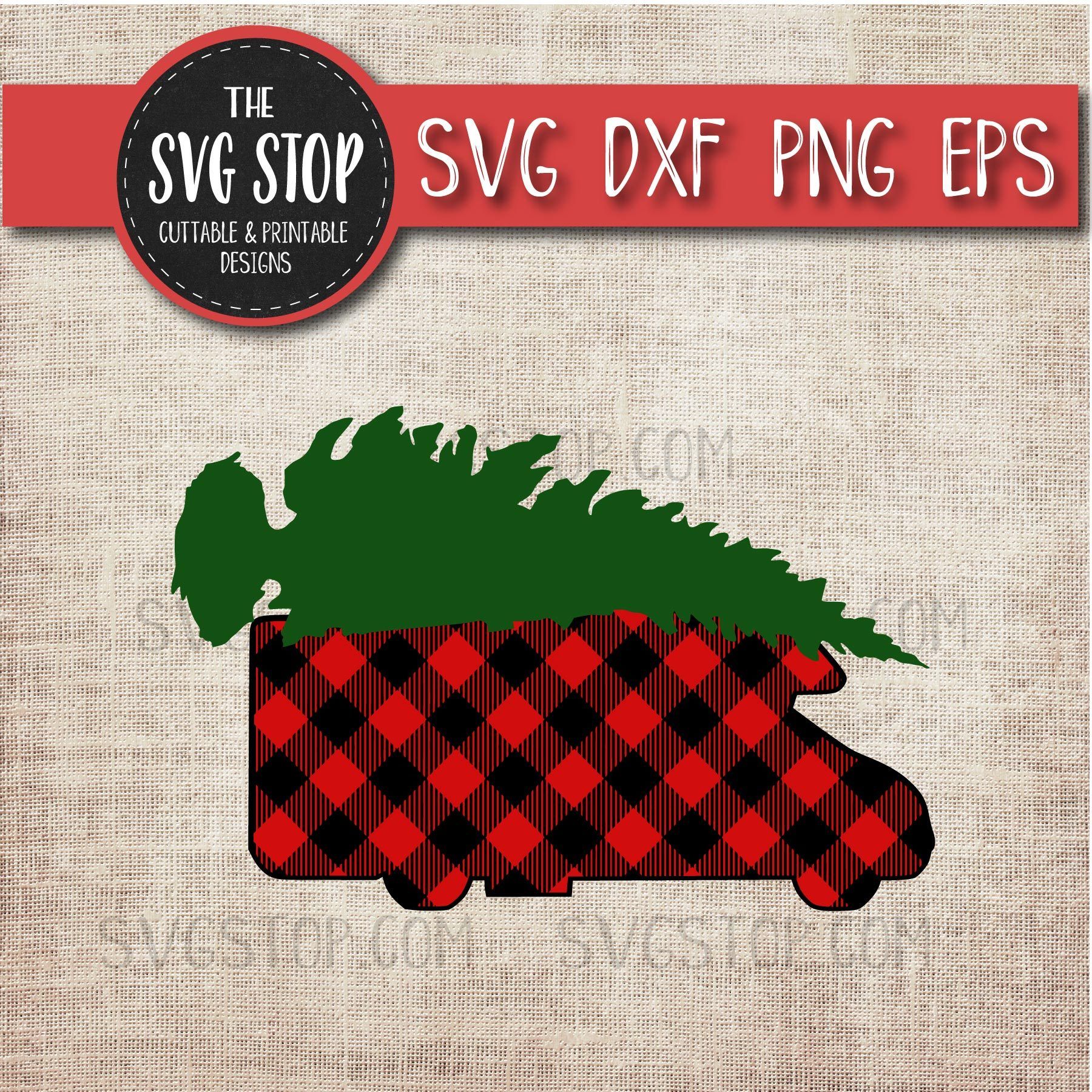 Download Buffalo Plaid Rv Camper With Tree Christmas Svg So Fontsy