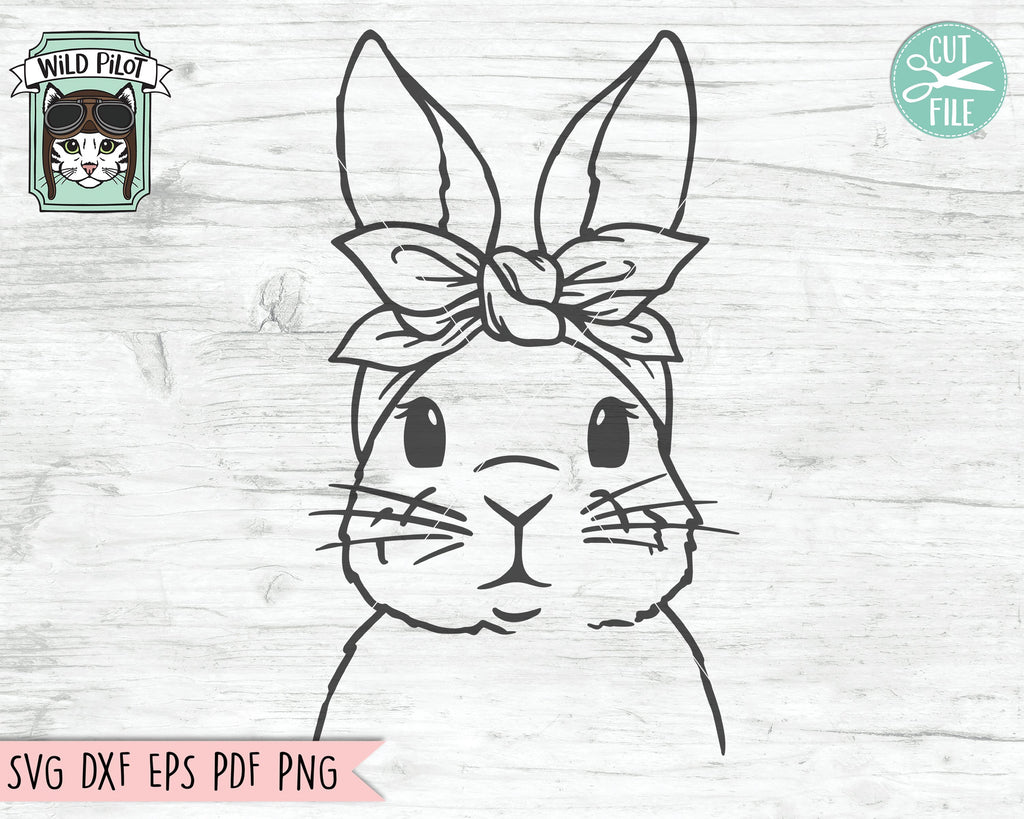 Bunny Bandana SVG, Rabbit SVG File, Bunny Cut File, Rabbit With Bandana