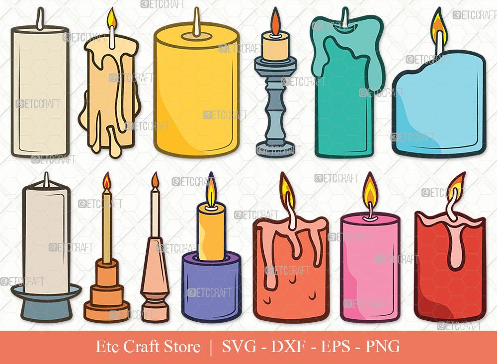 Burning Candle Clipart Svg Cut File Birthday Candles Svg Wax Candle 