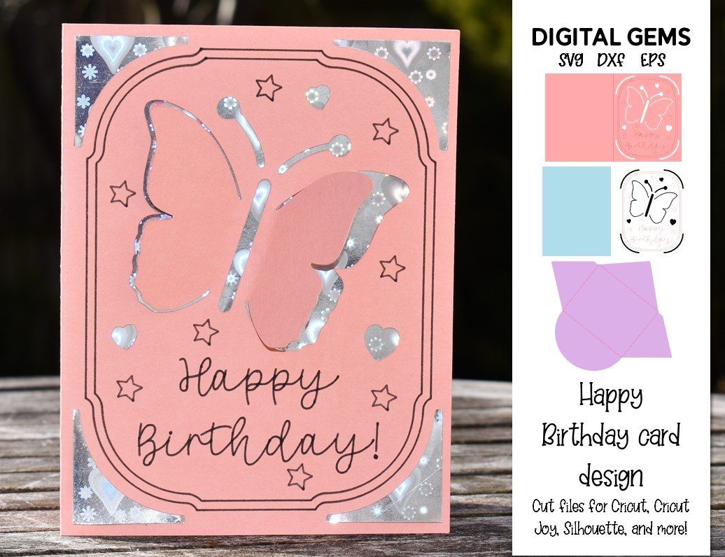 Download Butterfly Birthday Card Design Cricut Joy Card So Fontsy