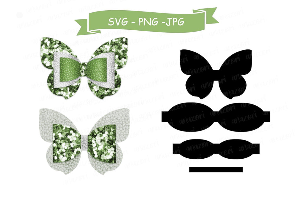 Butterfly Bow svg cut file, hair bow svg template - So Fontsy