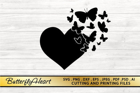 Butterfly Heart Svg Png Eps Dxf Files Butterfly Svg Cut File So Fontsy