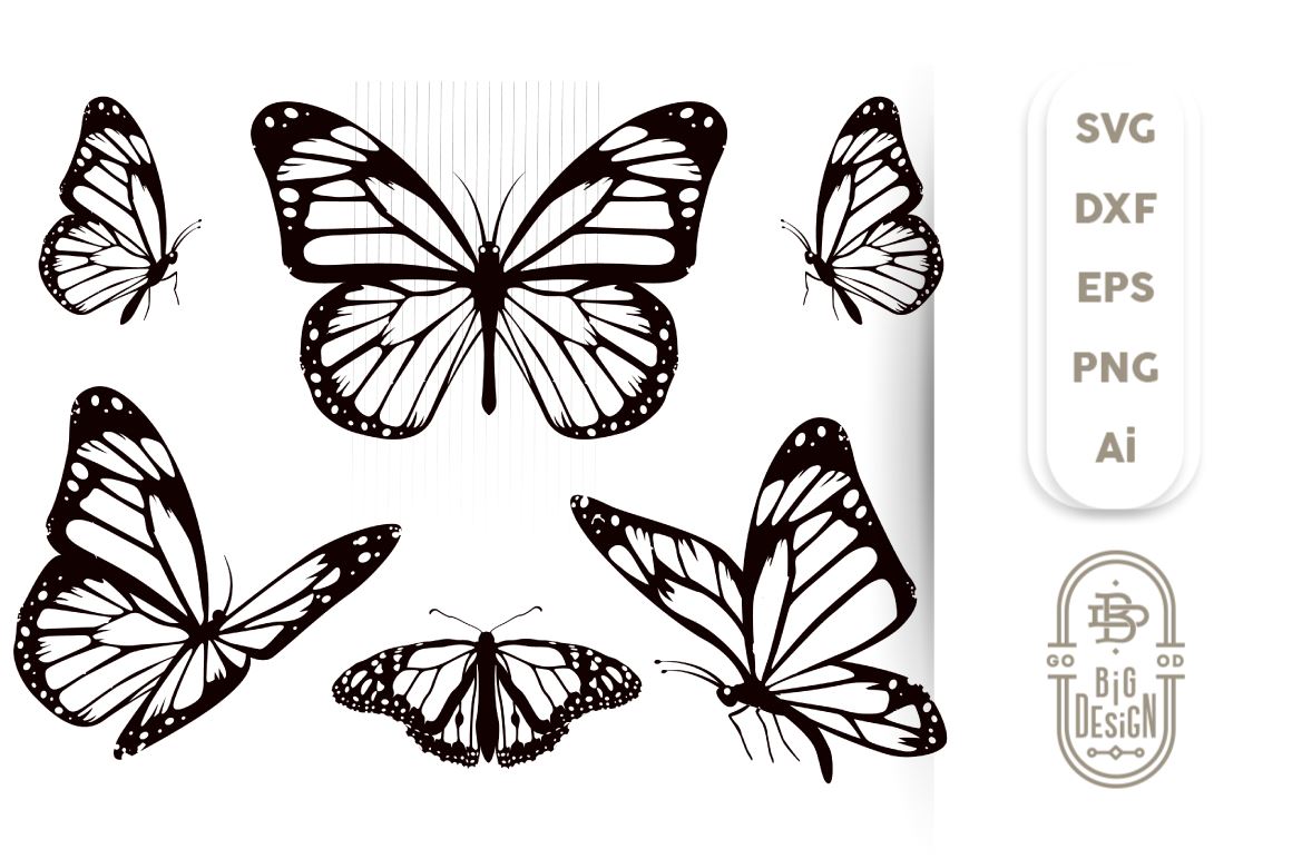 Download Butterfly Svg Bundle 5 Monarch Butterflies Svg Cut Files So Fontsy