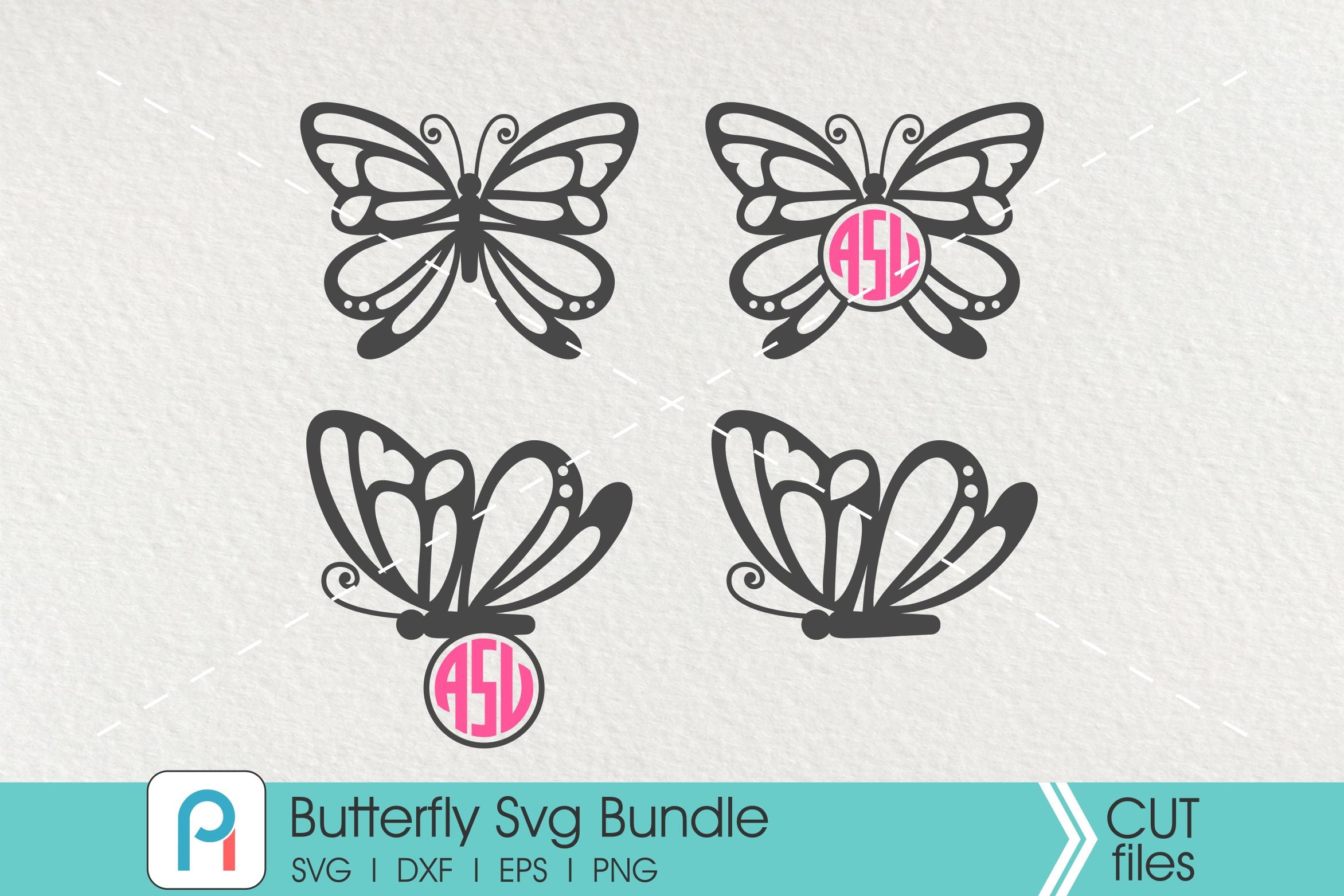 Butterfly Monogram SVG, Split Monogram SVG, Butterfly Frame SVG, Butterfly  Vector - So Fontsy