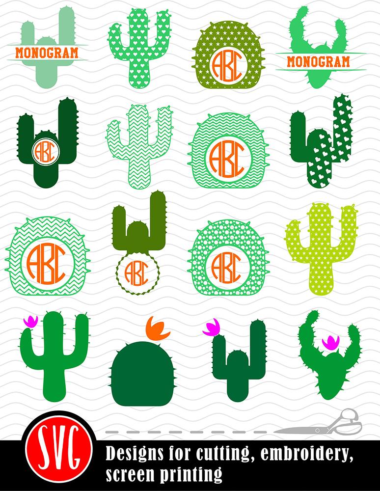 Download Cactus Monogram Frames 12 Clip Art Frames So Fontsy