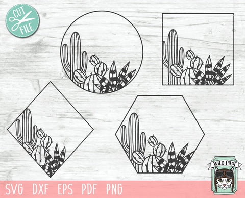 Download Cactus Monogram Frames Svg Cut File Succulent Svg Cut File So Fontsy