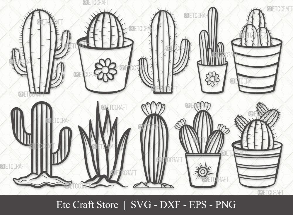 Download Cactus Outline Svg Cut File Summer Svg Cactus Pot Svg Plant Svg Succulent Svg Eps Dxf Png Bundle So Fontsy