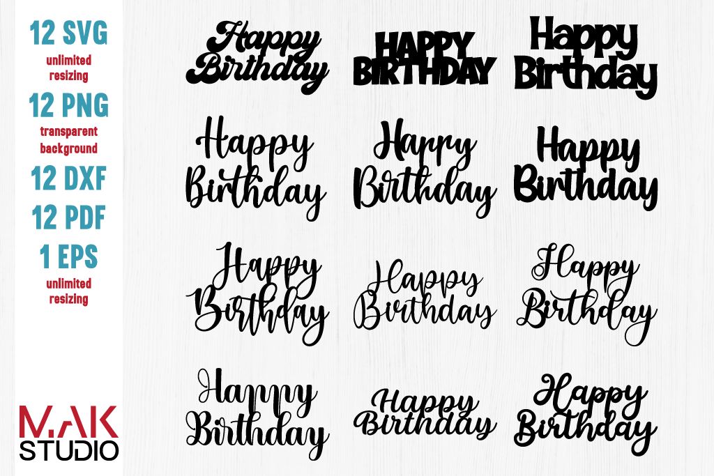 Download Cake Topper Bundle Svg Happy Birthday Bundle Cake Topper Svg Happy Birthday Svg Cake Topper Dxf Birthday Svg Birthday Cake Topper Svg So Fontsy