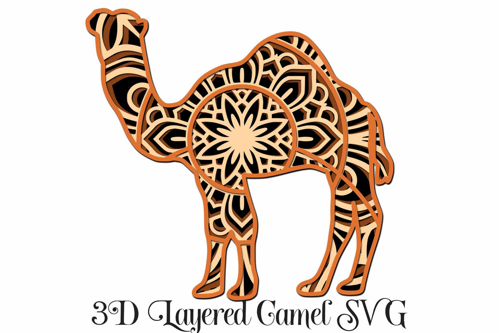 Download Camel Mandala 3D Layered SVG Design - 4 Layers - So Fontsy