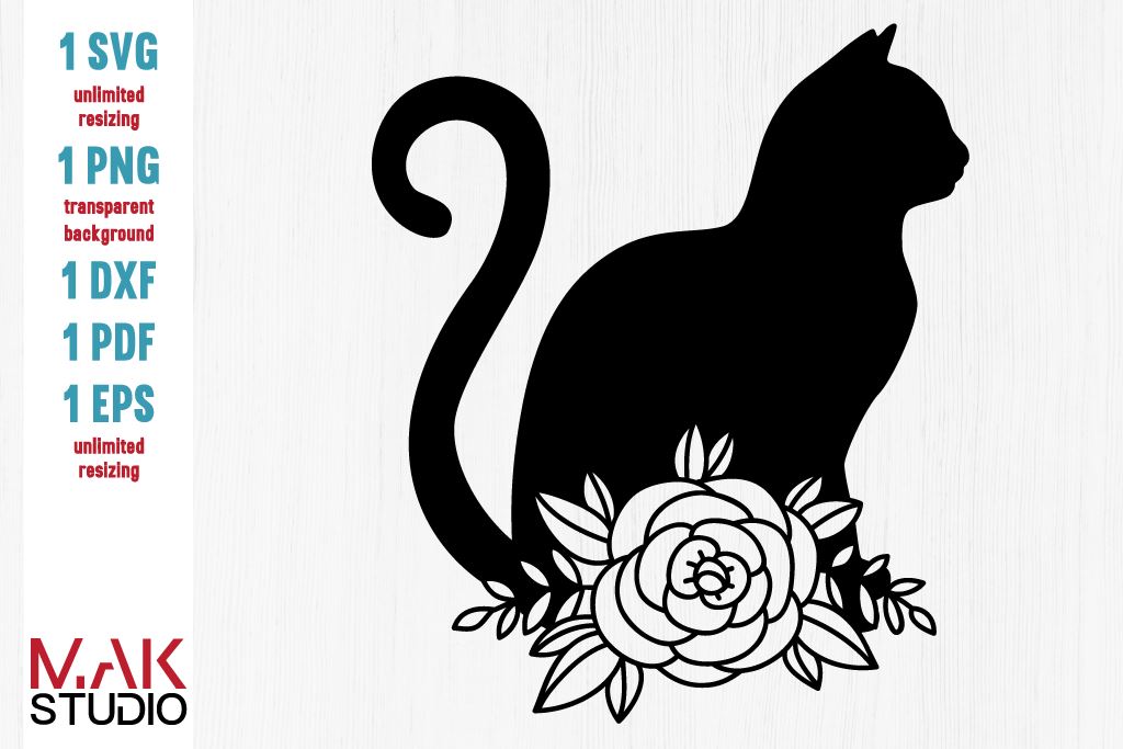 Download Wildflower Cat Clipart Floral Animal Floral Cat Silhouette Svg 2 File Cat With Flower Floral Cat Svg Cat Svg Files For Silhouette Cameo Drawing Illustration Art Collectibles Gkjwonosari Com