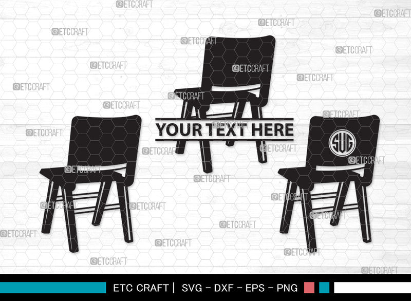 Chairs Monogram SVG Cut File, Desk Chair Svg, Wooden Chair Svg, Dining ...