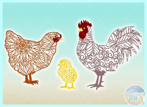 Chicken And Rooster Mandala Zentangle Svg So Fontsy