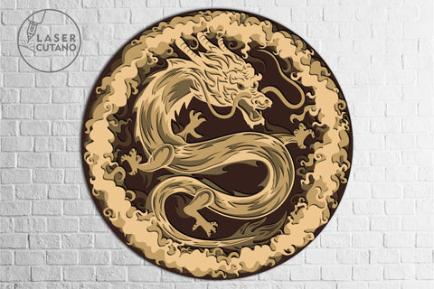 Download Chinese Dragon Multilayer Laser Cut Files Mandala Round Sign Svg 3d Designs Paper Cut So Fontsy