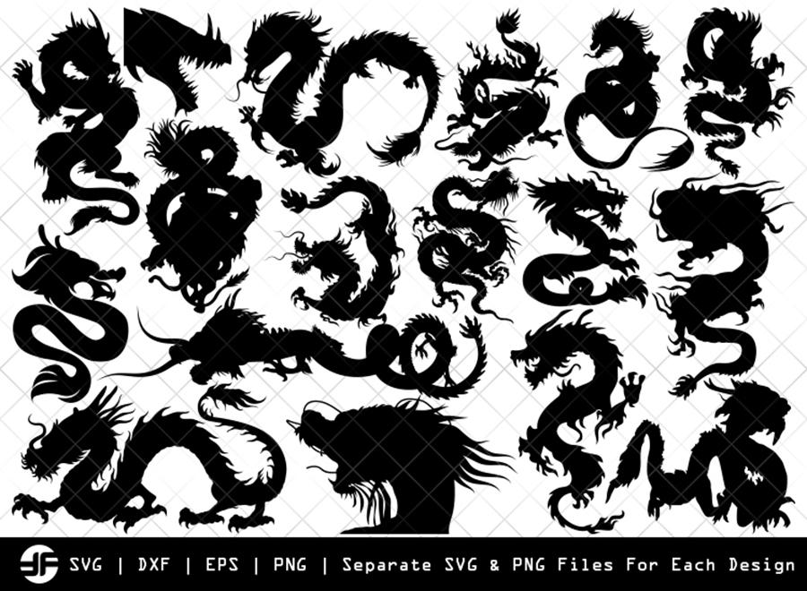 Download Chinese Dragon Svg Animal Silhouette Bundle Cut File So Fontsy