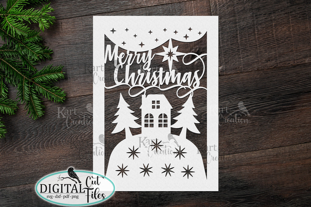 Christmas card svg Cricut Joy Maker Explore Air Laser cut - So Fontsy