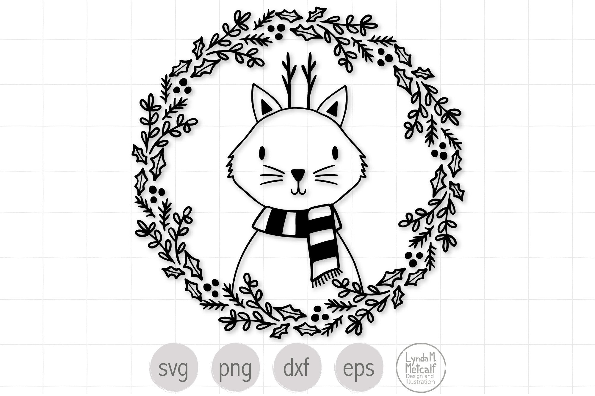 Download Christmas Cat Wreath Svg Christmas Wreath Svg Cute Holiday Cat Svg So Fontsy