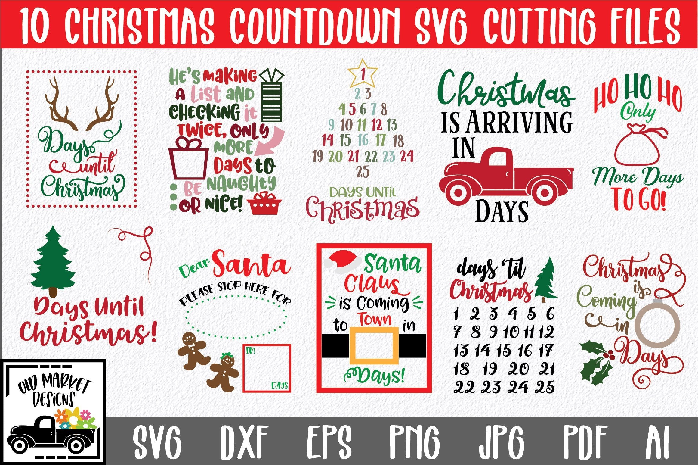 Download Christmas Countdown Svg Cut File Bundle Includes 10 Designs So Fontsy