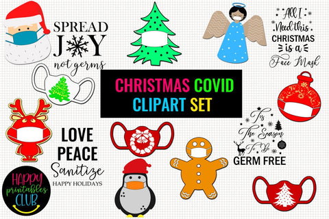 Download Christmas Covid Clipart Set Christmas Clipart Face Masks So Fontsy
