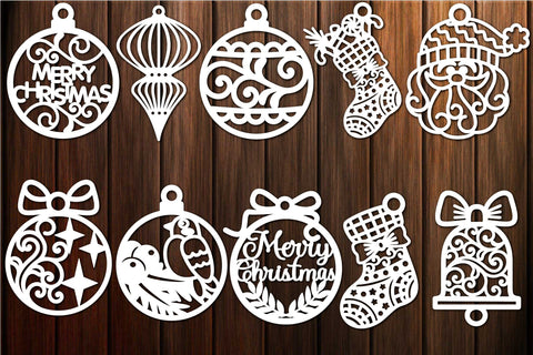 Download Christmas Decorations Ornaments Baubles Toys Template Svg So Fontsy