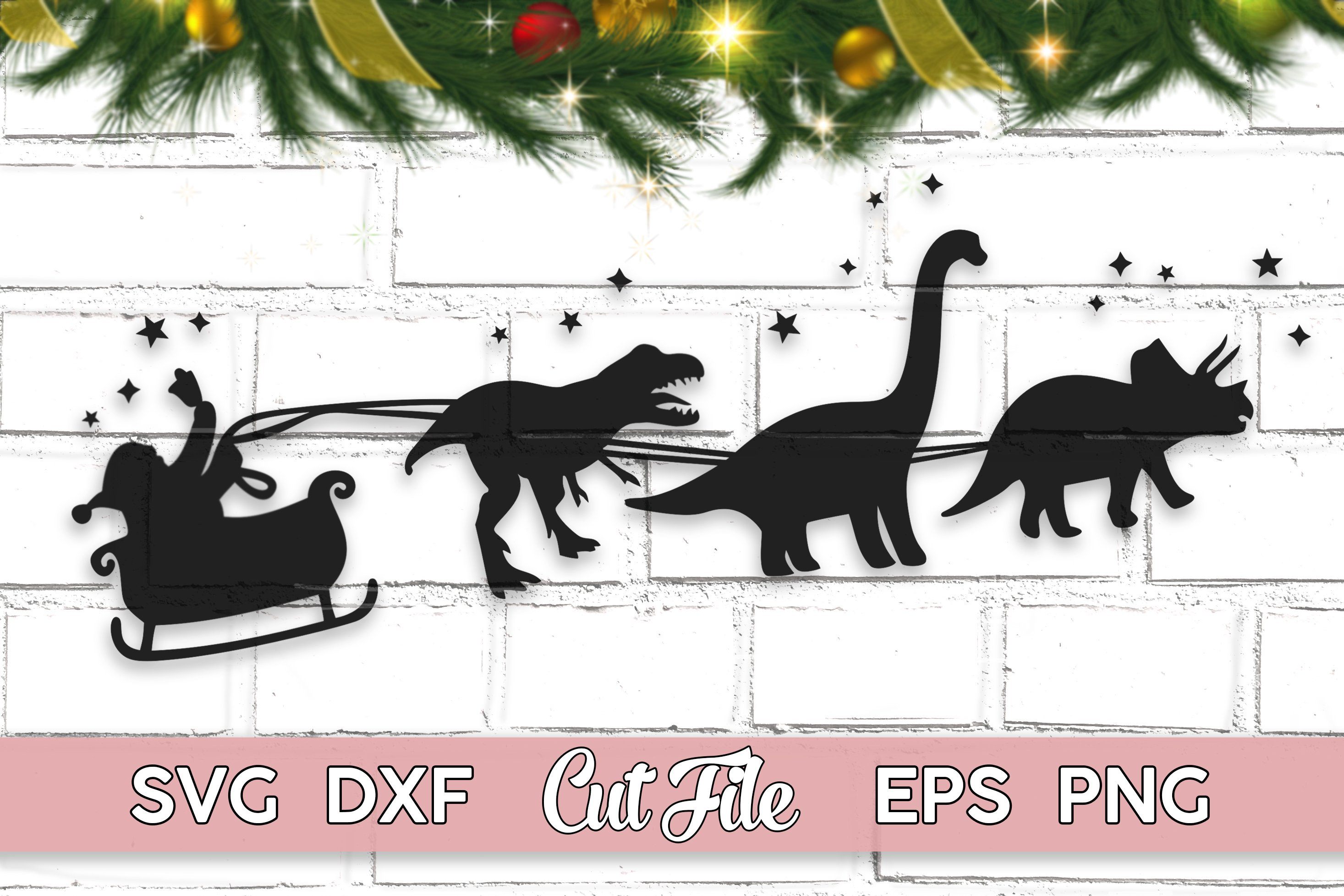 Download Christmas Dinosaur Svg Sleigh Ride Cut File With Png Eps Dxf So Fontsy