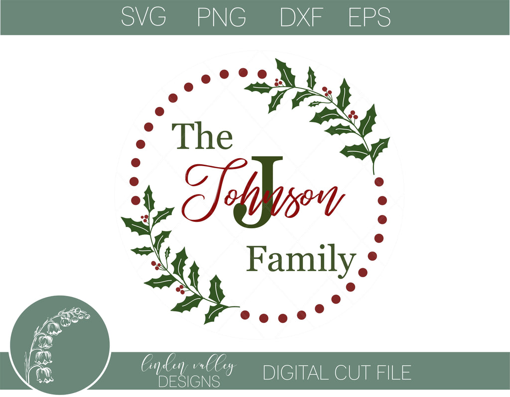Christmas Family Name Round SVG - So Fontsy