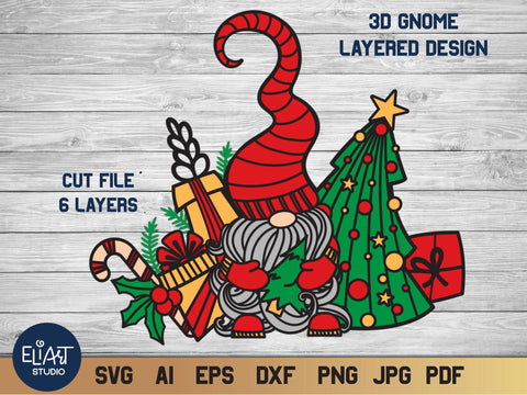 Download Christmas Gnome Svg 3d Layered Gnome Svg 6 Layers So Fontsy