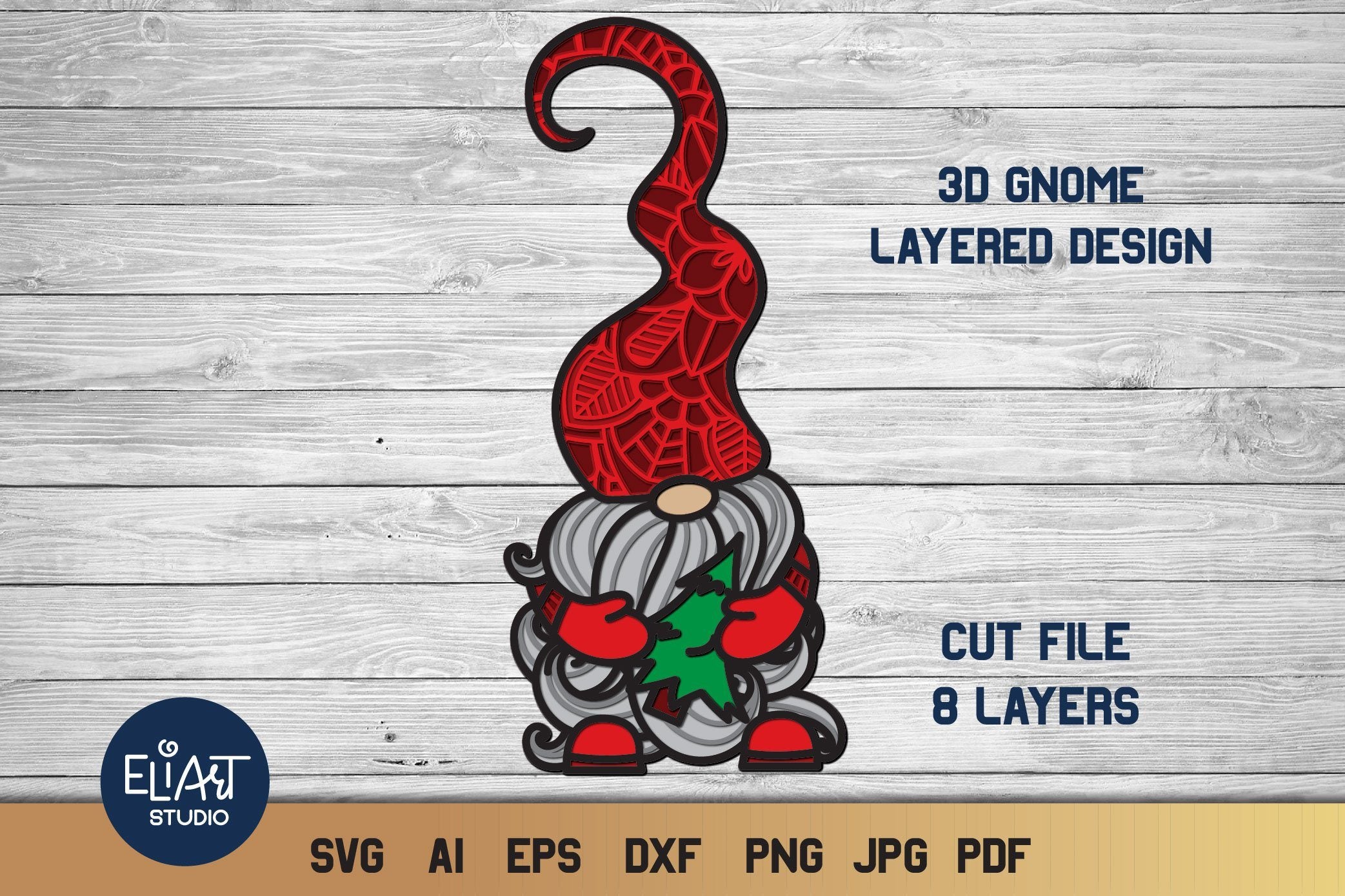 Download Christmas Gnome Svg 3d Layered Gnome Svg 8 Layers So Fontsy