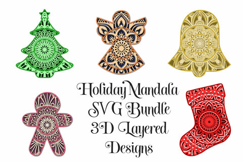 Download Christmas Mandala Bundle 3d Layered Mandalas So Fontsy