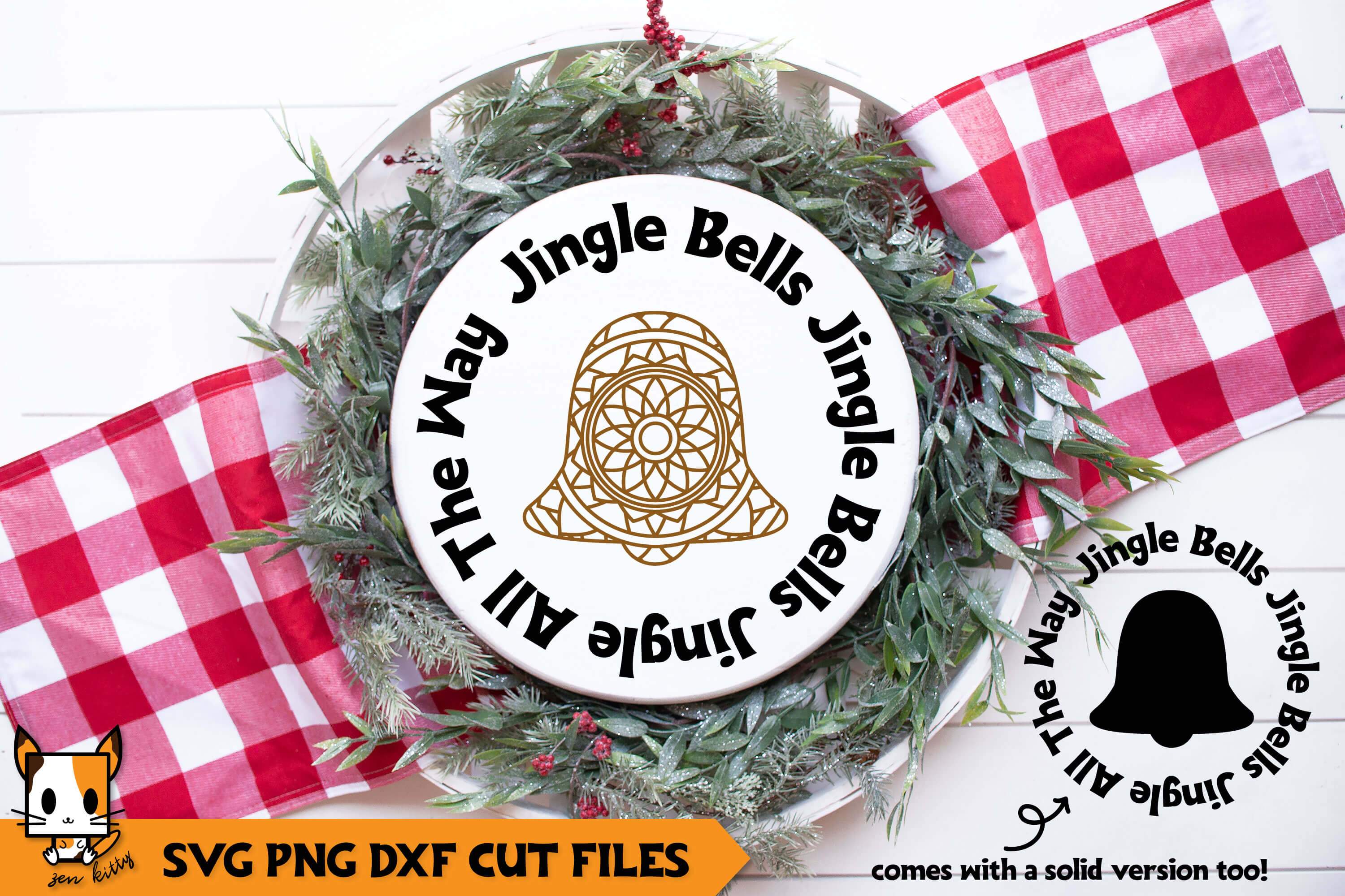 Download Christmas Mandala Svg Jingle Bells Wood Round Sign