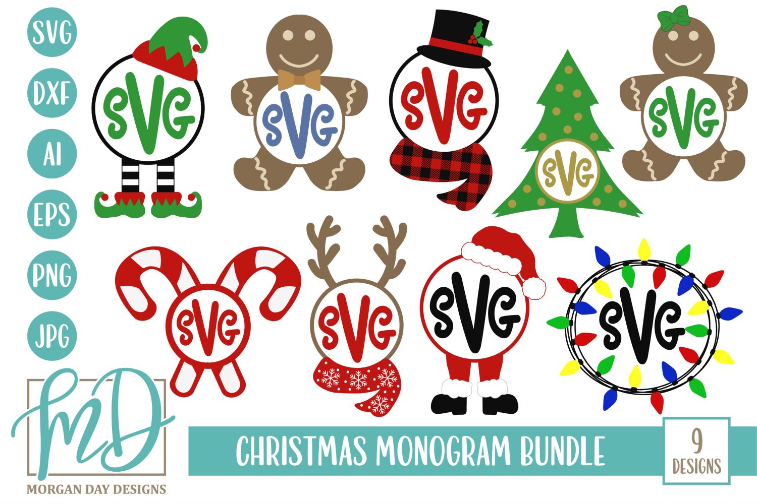 Download Christmas Monogram Frame Bundle So Fontsy