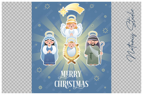 Download Christmas Nativity Scene With Holy Family And Angel So Fontsy