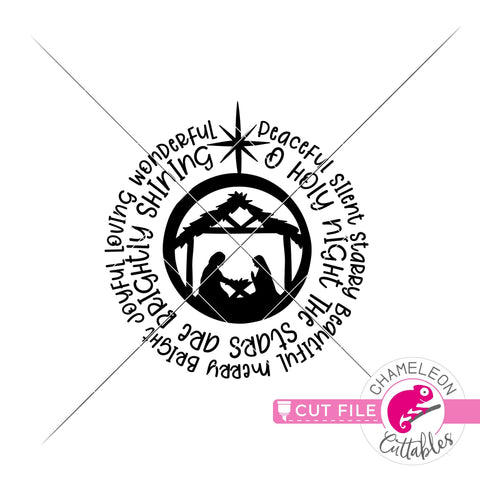 Download Christmas Nativity Scene Word Art Circle Round Svg Png Dxf So Fontsy