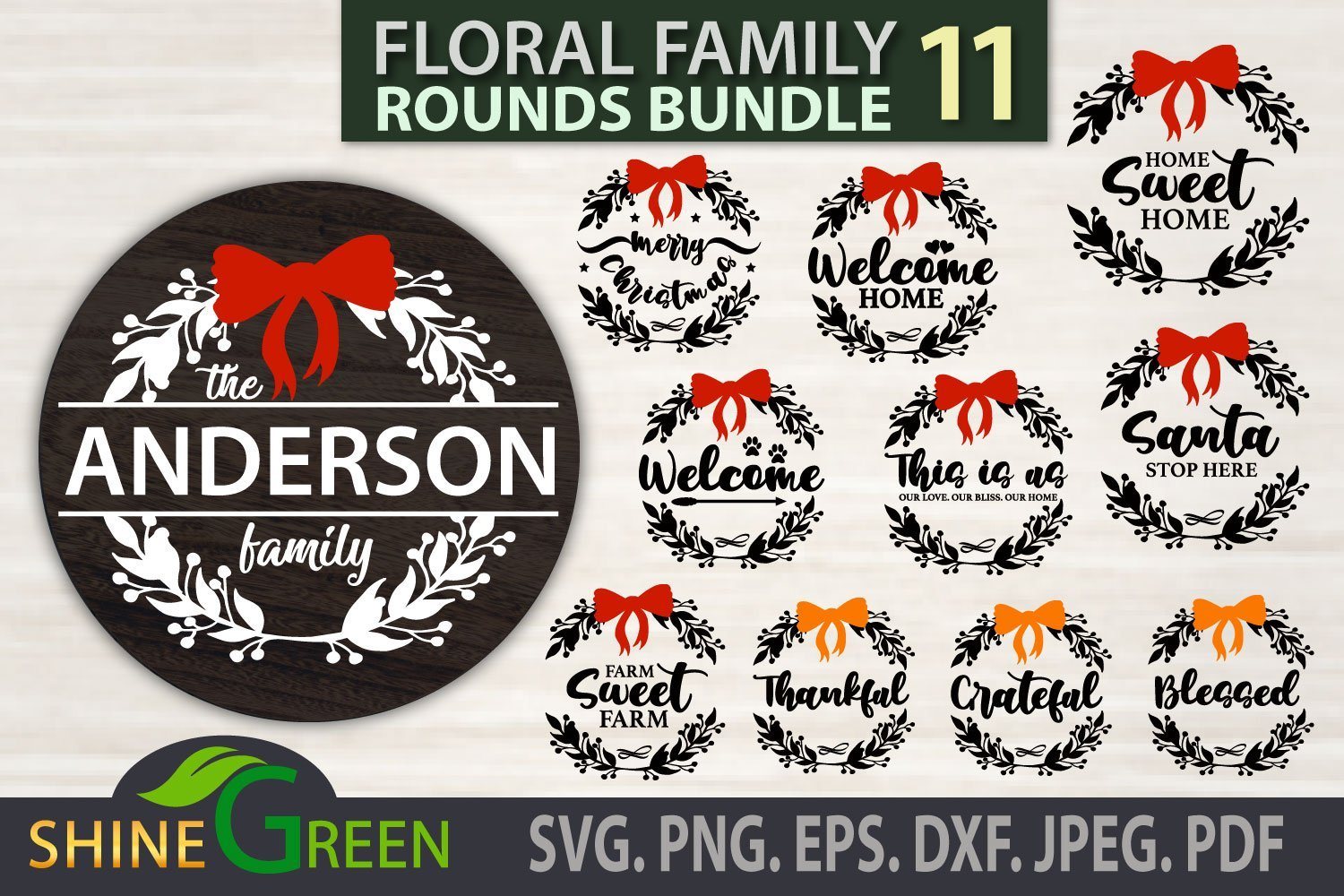 Download Christmas Fall Svg Bundle Floral Family Festive Rounds So Fontsy