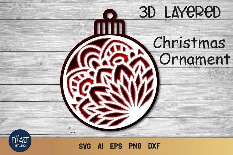 Christmas Ornament SVG, 3D Layered SVG Mandala Ornaments. - So Fontsy
