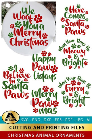 Download Christmas Ornament Svg Bundle Animal Round Ornaments Svg So Fontsy