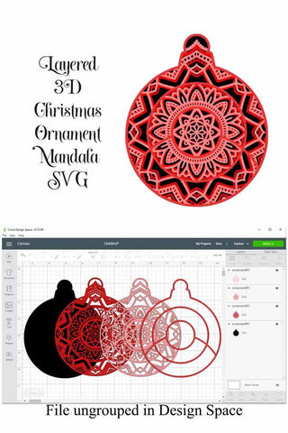 Download Christmas Ornament Svg Layered Mandala Bundle 5 Designs For Cricut Or Silhouette So Fontsy