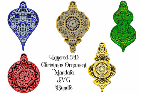 Christmas Ornament Svg Layered Mandala Bundle 5 Designs For Cricut Or Silhouette So Fontsy